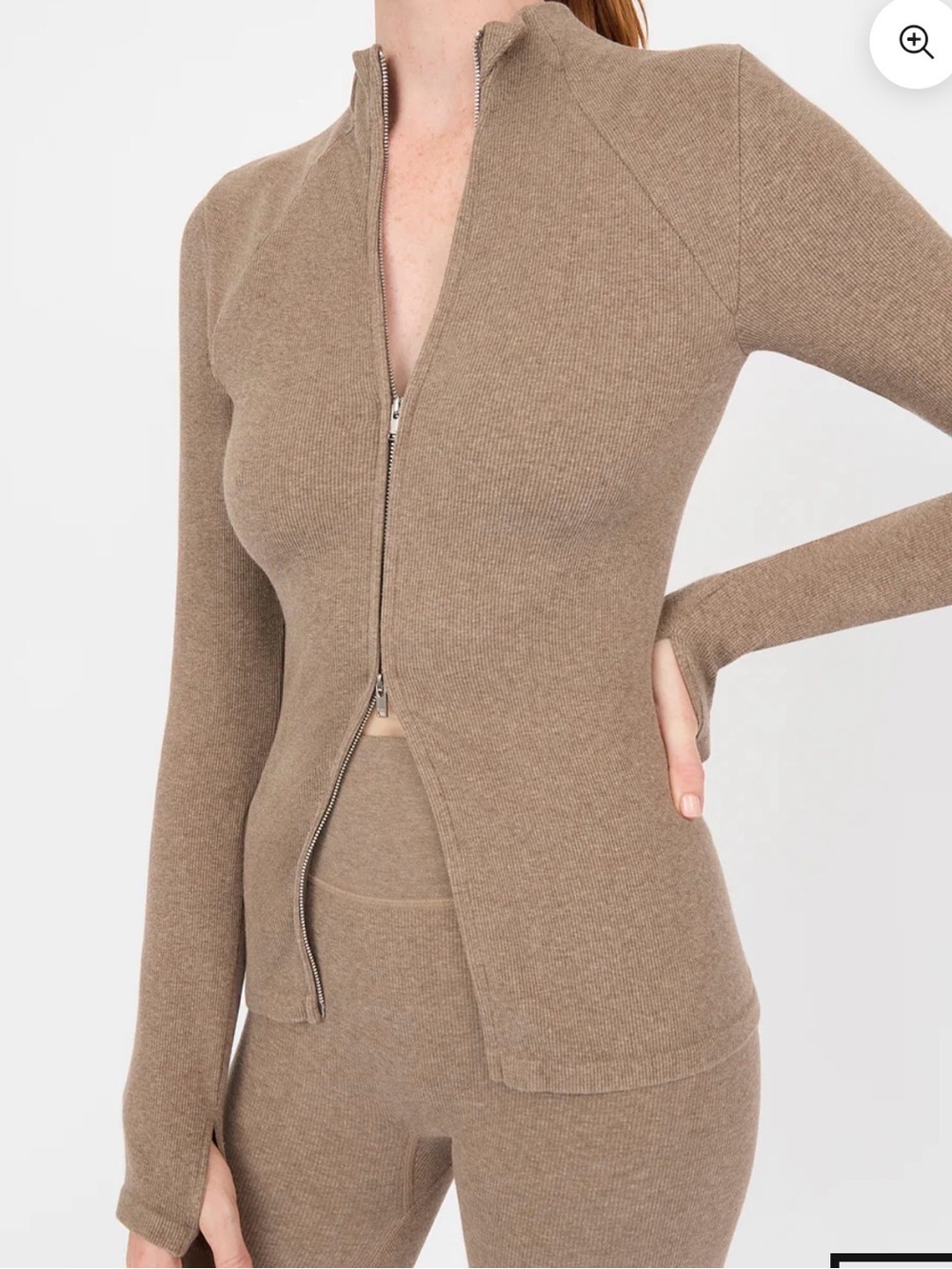 Kensie Chocolate Brown Full-Zip Knit Jacket